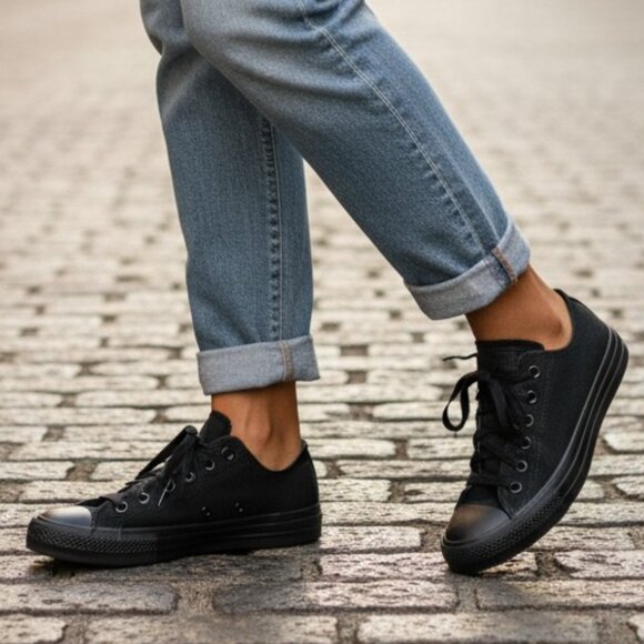 Converse Shoes - CONVERSE Black Monochrome Canvas Sneakers W 9 M 7 All Stars Chucks Unisex